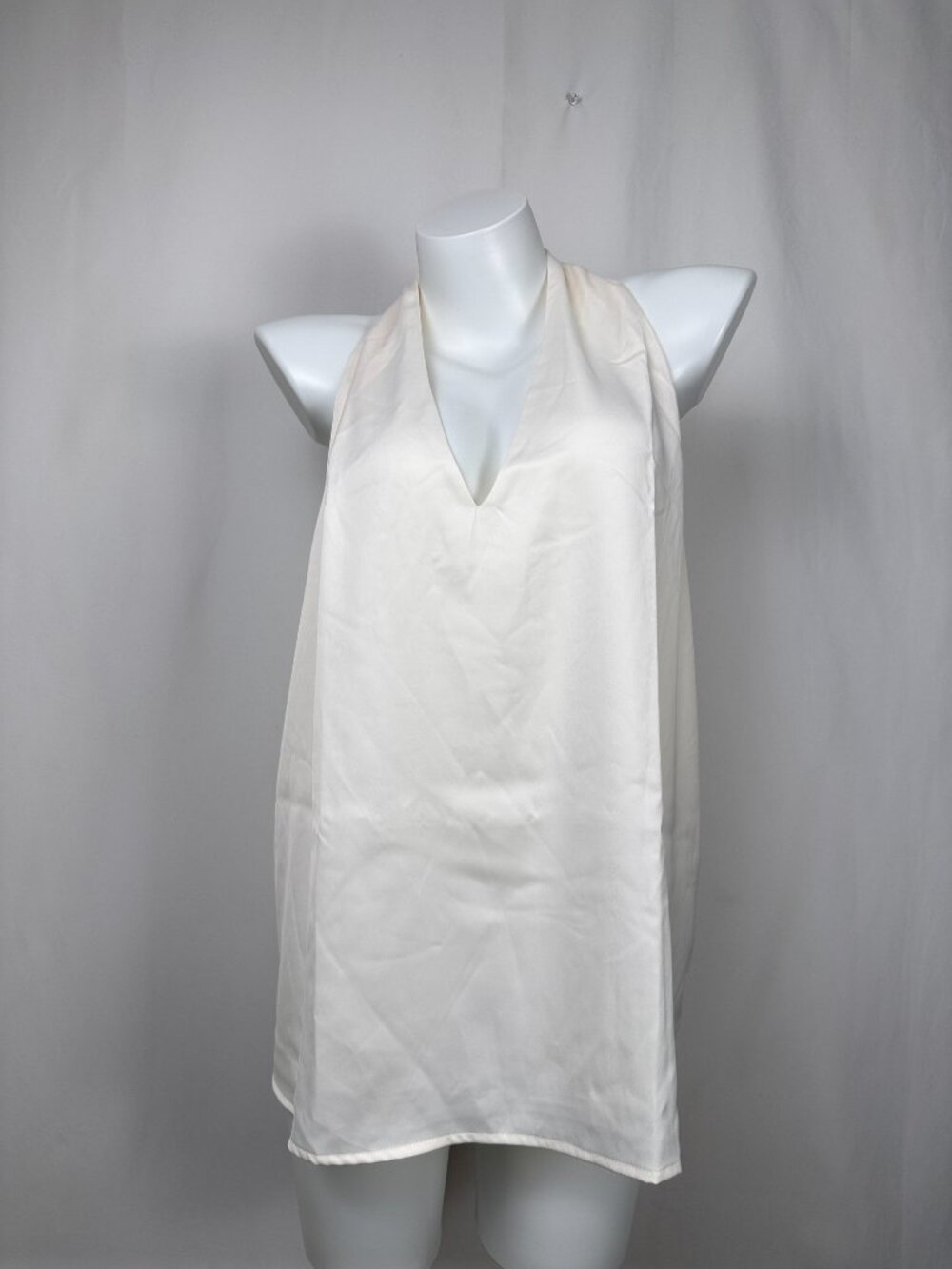 Addition Elle Top Womens 2X Plus Size White Halter Strappy Bow Back Tank Blouse